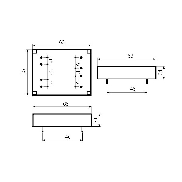 Trafo pr. 18VA  230V/2X15V - MTP182X15