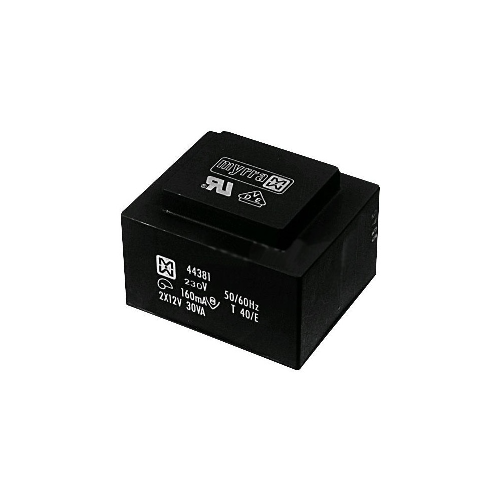 Trafo pr. 30VA  230V/2X12V MYRRA - MTP302X12