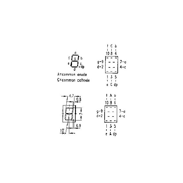 Displej 7mm CA red,LTS-2801AWC, A - ODIS7A