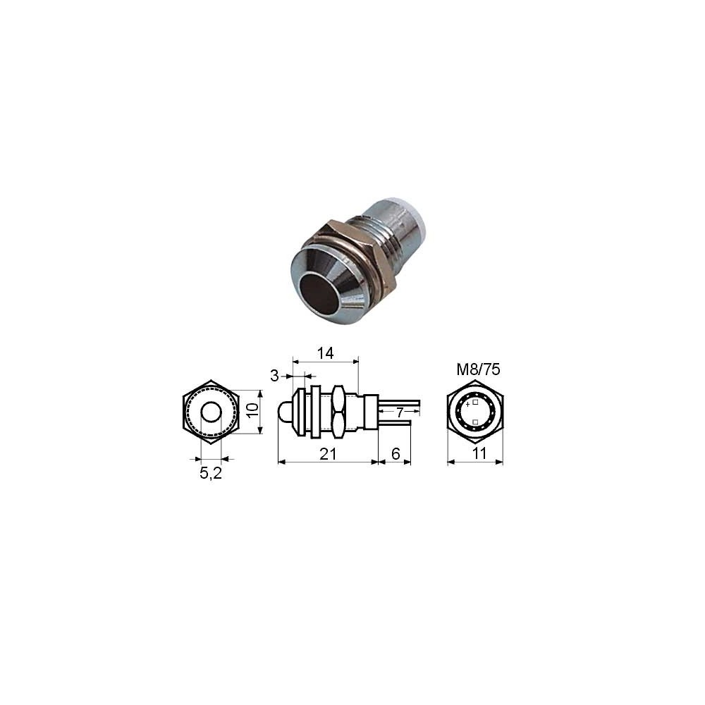Kuciste metalno   za LED nikl 5mm OUT - OKLM5
