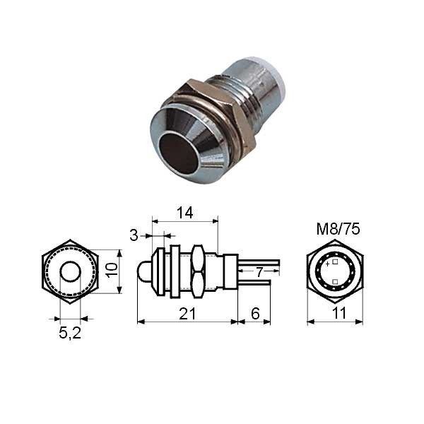 Kuciste metalno   za LED nikl 5mm OUT - OKLM5