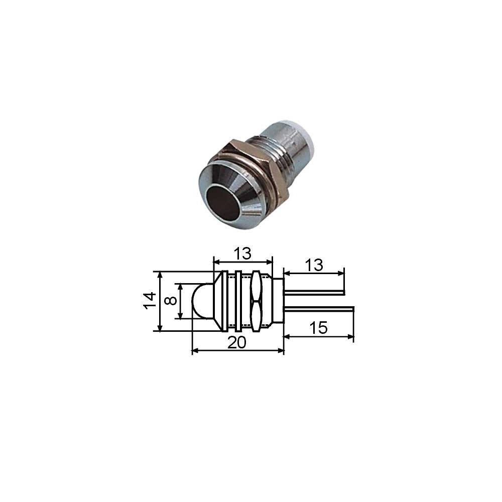 Kuciste metalno za LED 8mm hrom - OKLM8CH
