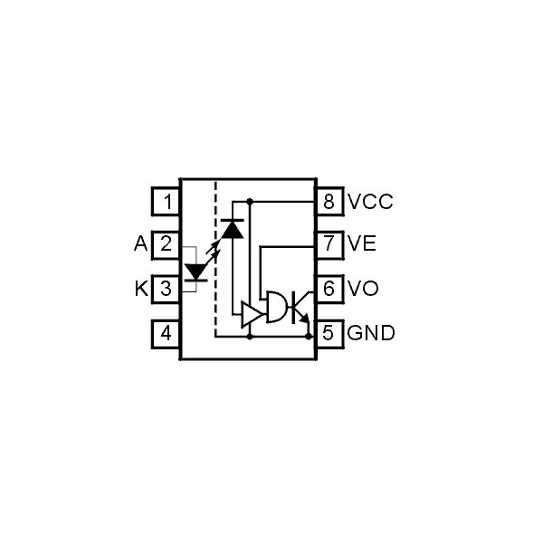 Optok-Logic>2.5kV 10MBit/s DIP8 - OOK6N137