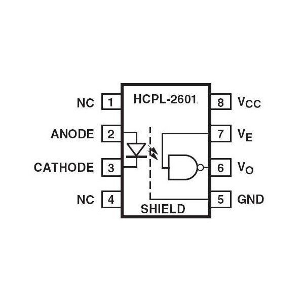 Optok.1xCh 2.5kV 10MBd DIP8 - OOKHCPL2601