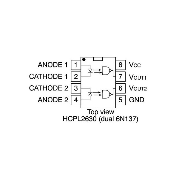 Optok 2xCh 2,5 kV 10MBd DIP8 - OOKHCPL2630