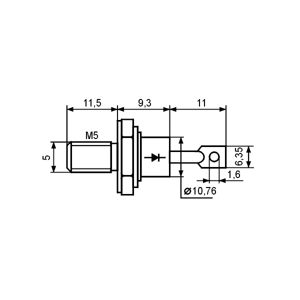 Dioda 25A /1200V, (kucište-anoda) M5x0.8 - DIO25FR120