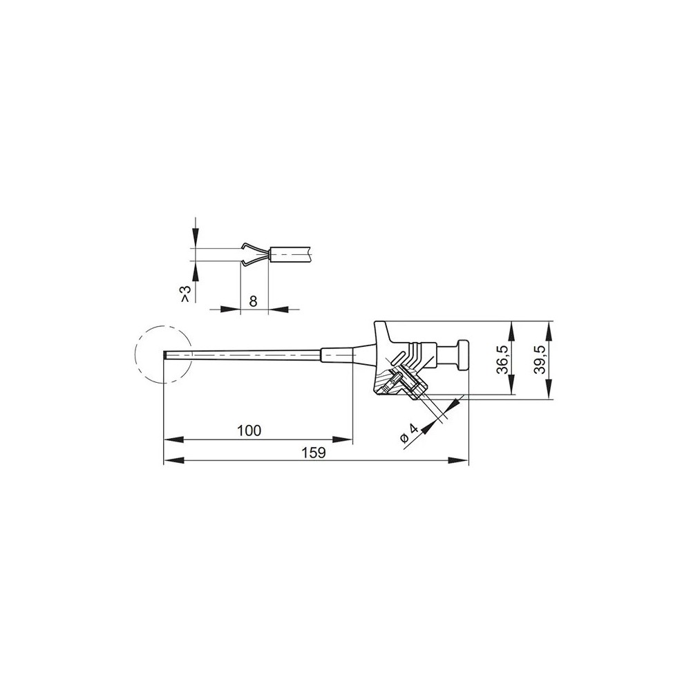 Ispitna klema crna 158mm KLEPS30 - ALIK5CN
