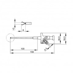 Ispitna klema crna 158mm KLEPS30