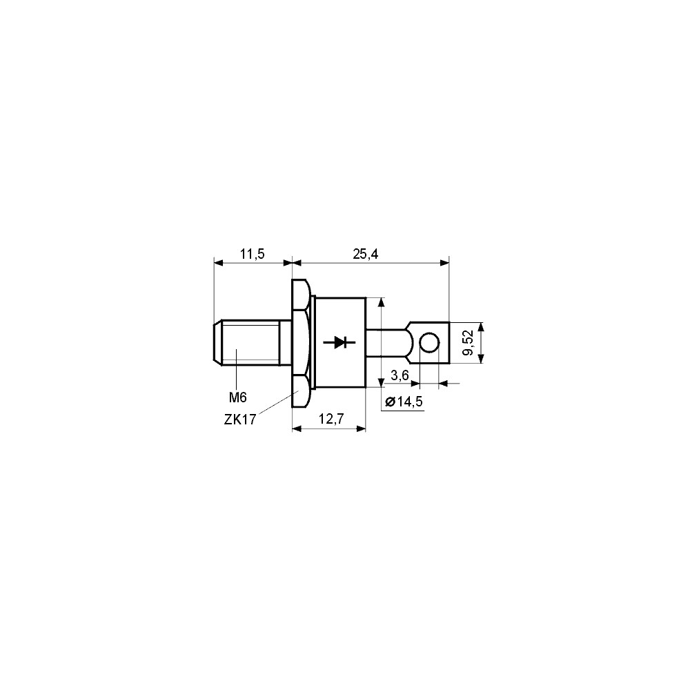 Dioda 40A 1000V M6  Anoda, - DIO40HFR100