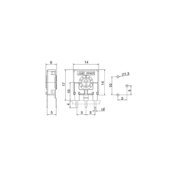 Trimer pot. PT15LH  100K - POTR15LH-100K