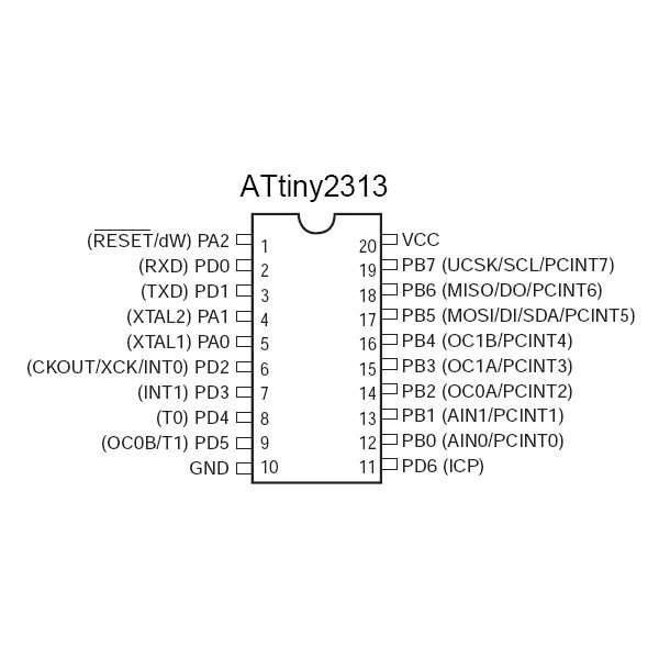 ISP-MC 5V 2K-Flash 20Mhz DIP20 - PCATTINY2313-20PI