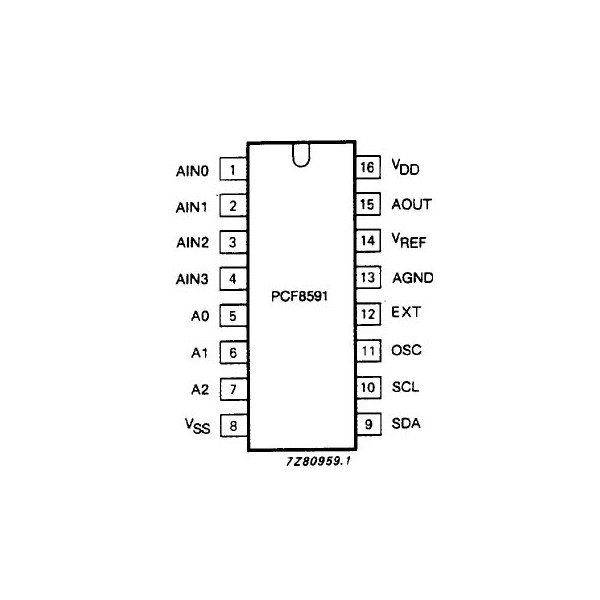 IC 8bit ADC 4-ch+DAC DIP16 - PCPCF8591P