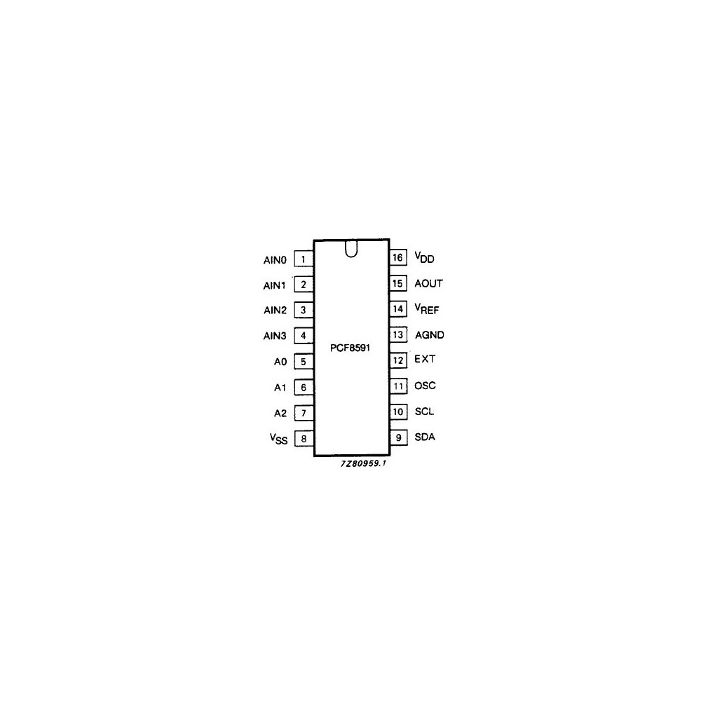 IC 8bit ADC 4-ch+DAC DIP16 - PCPCF8591P