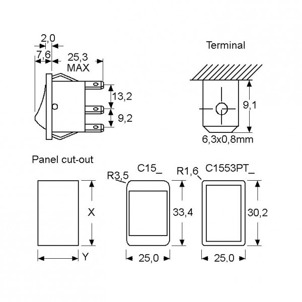 Prek.uni.2 x On/On 16A/250V Crni ARCO - PREU2B