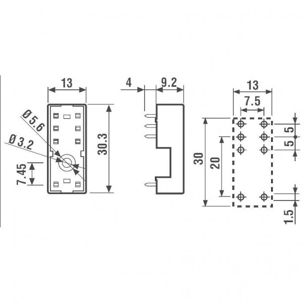 Podnozje relea PCB FINDER 95.15.2 za F4052+F4061 - PORELF9515
