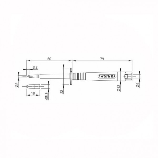 Ispitna klema crna. 140mm 20A/1000V 4mm - ALIK8CN