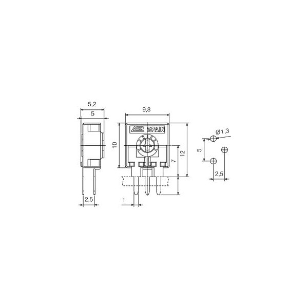 Trimer pot. PT10LH  50K - POTR10LH-50K