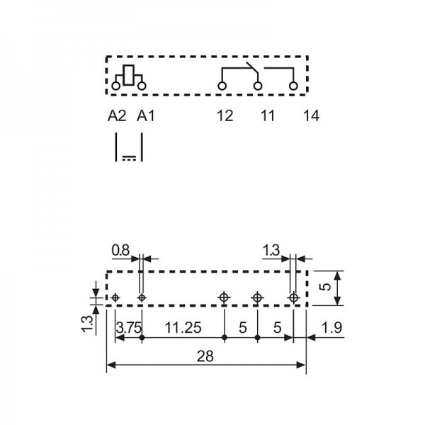 34.51.7.005 Relej Finder 5VDC; I max: 6A - RELF3451-5