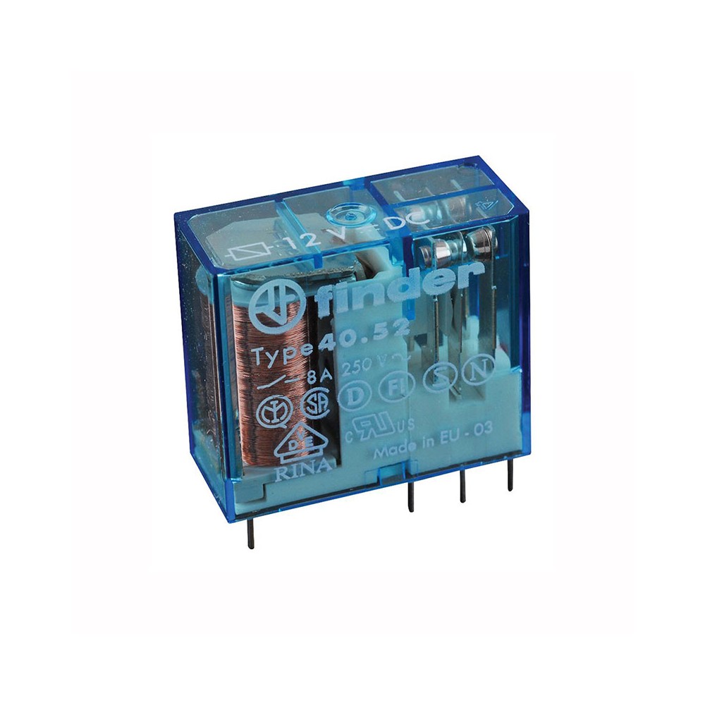 Rele Finder 2CO 8A 12V DC 220R,40.52.9.012. - RELF4052-12
