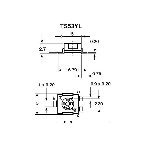Trimer SMD 1K, TS53YL 0,2W - POTRSMD-1K