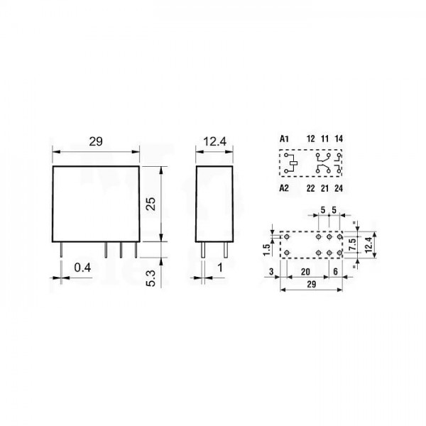 Rele Finder 2CO 8A 24V DC 1200R,40.52.7.024. - RELF4052-24VDC