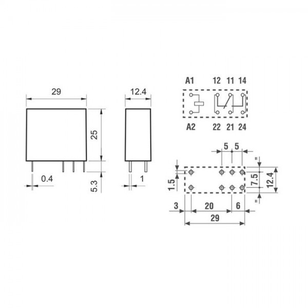 Rele Finder 1X16A 24V DC, 40.61.9.024. - RELF4061-24VDC
