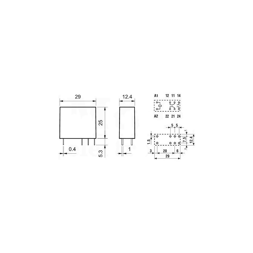 Rele Finder  2CO 8A, 24V DC  50.12.9.024 - RELF5012-24DC