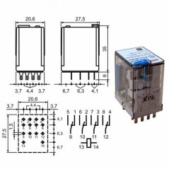 Rele Finder 24V DC 4CO,7A, 55.34.9.024.0040