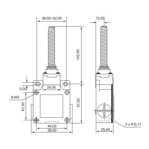 Granični prekidač 230V AC.4/10A. IP66 ,PG11 - PREG-CSA-081