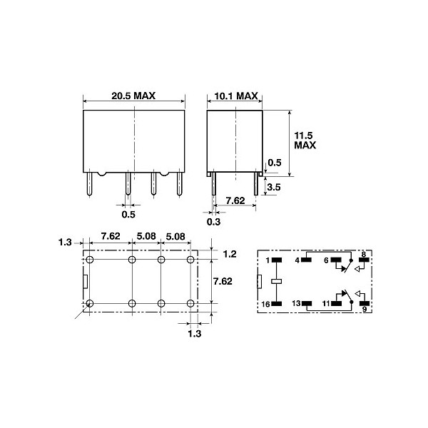 Relej G5V2 (12V, 2A, 2xM+R) OMRON - RELG5V2-12